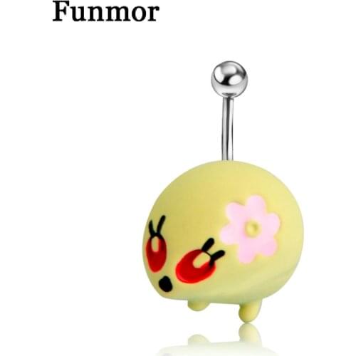 Funmor Animal Belly Button Rings Surgical Steel Women Girls Body Jewelry Belly Piercing Rings Sexy Fake Mouse Navel Piercing