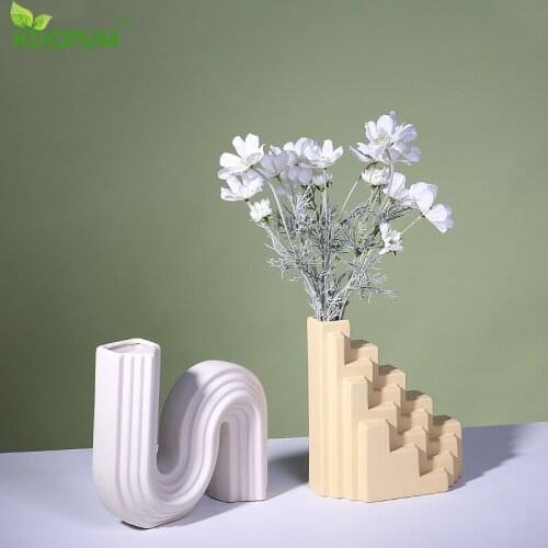 Nordic Geometric Ceramic Art Vase Modern Minimalist Living Room Design Creative Decorative Flower Arrangement Ornaments