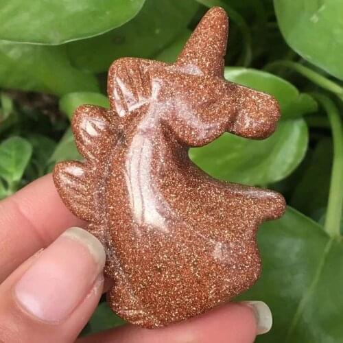 MOKAGY Natural Animals Nugget Sand Stone Crystal Engrave Unicorn Gift 2 Inch 1pc
