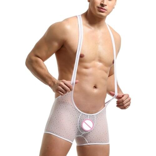 Breathable Wrestling Singlet for Men Sexy Hole Undershirt Mens Bulge Pouch Boxer Shorts Underwear Bodysuit Jumpsuit Slim Tight