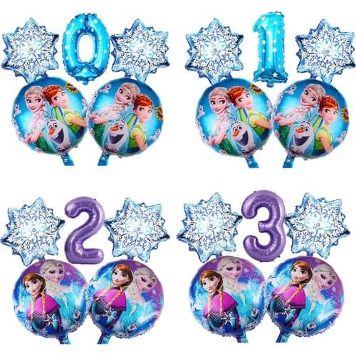 5pcs Disney Frozen Princess Theme Elsa Anna Balloon Set Children Birthday Party Decor Supplies Wedding Aluminium Foil Balloons