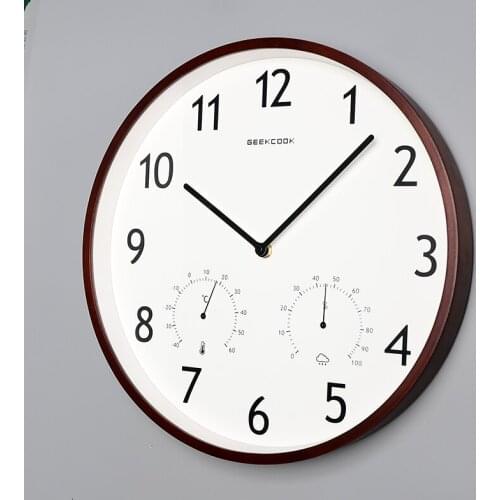 Nordic Fashion Modern Simple Mute Digital Quartz Wall Watch Wall Clock with Temperature Humidity Living Room Home Decor Clock