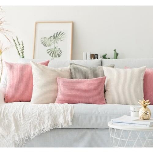 Solid Pillow Case Corduroy Flocking Velvet Cushion Cover Pink Grey Blue Coffee Soft Home Decorative Pillow Cover 45x45cm/60x60cm