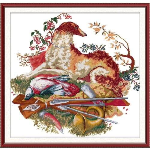 Hunting dog cross stitch kit aida 14ct 11ct count print canvas cross stitches stitching kits needlework embroidery DIY handmade