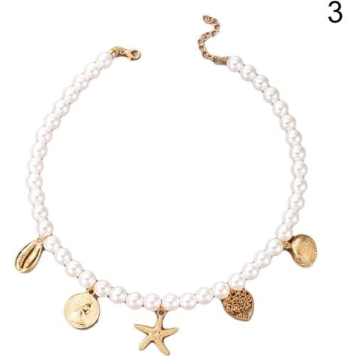 Women Necklace Retro Style Love Heart Faux Pearl Necklace Clavicle Chain Charm Jewelry Gift For Girls Holiday Travel Jewelry