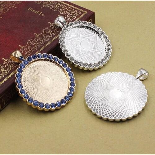 Fit 30mm Round Cabochons Rhinestones Cameo/Glass Frame bezel Settings Tray blank DIY Accessory Making 3pcs/lot K05384