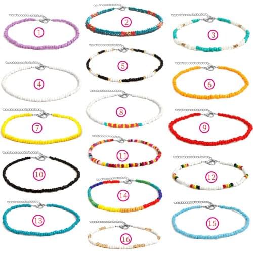 TAUAM Bohemia Handmade Rainbow Seed Beads Simple Choker Necklace Womens Fashion Wild Sweet Colorful Collar Jewelry Gift