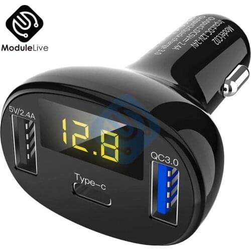 DC 12V QC3.0 QC Type C PD USB Type Multi Volt Voltage Meter Charger Monitor Dual USB Digital Display For Car Fast Chargring