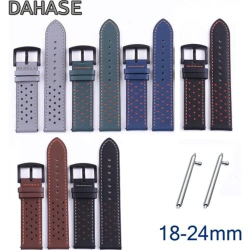 18mm 20mm 22mm 24mm Watch Band for Amazfit Samsung Huawei Wristband Replacement Genuine Leather Watch Strap Bracelet With Pins