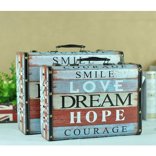 Retro portable wooden box shooting props window shop antique old suitcase decoration decoration