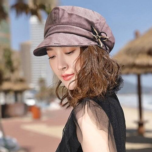 XdanqinX Womens Retro Fashion Newsboy Cap Novelty Youth Female Hats 2020 New Bow Headdress Decoration Simple Vintage Beret Hat