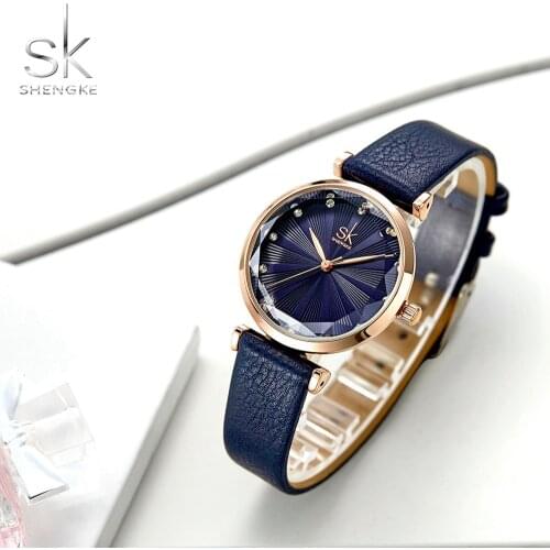 Shengke Women Watches New Ladies Luxury Watches Quartz Wristwatches Leather Strap Fashion Casual Waterproof Gift