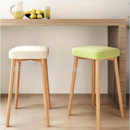 Nordic dining chair home solid wood dining stool modern makeup desk simple casual iron small chair backrest bar
