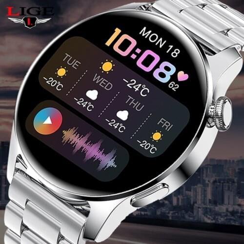 LIGE 2021 New Smart Watch Men Full Touch Screen Sports Fitness Watches Waterproof Bluetooth Call Man Smartwatch For Android IOS