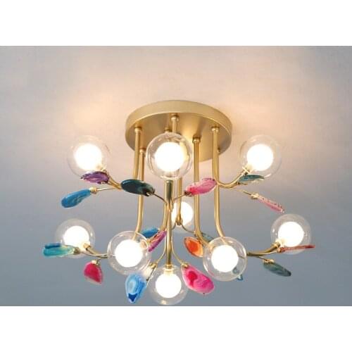 Modern color agate ceiling lamp Multicolor Glass ball Ceiling light For Balcony Hall Hallway Parlor Bedroom Home Lighting G905