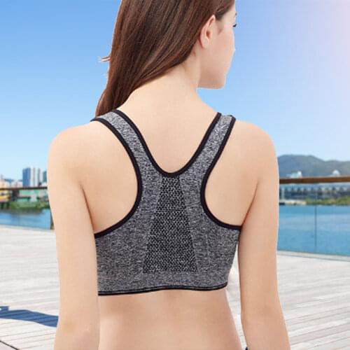 High Impact Sports Bra Zipper Push Up Gym Bra Women Padded Seamless Sports Bra