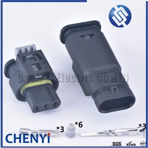 3 Pin female or male waterproof auto automotive cable connector VW reversing radar camshaft sensor plug 805-121-521 7615490-03