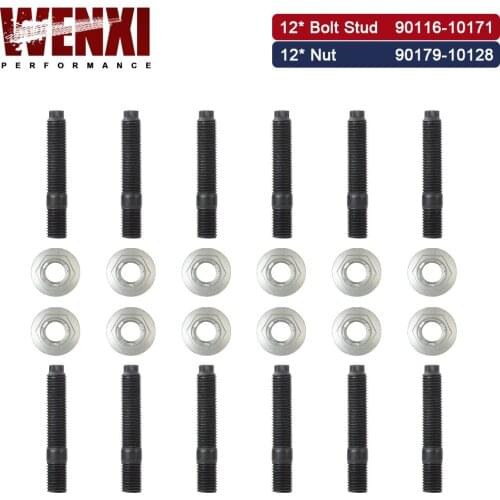 Exhaust Manifold To Cylinder Head Stud Nut Kit M10*1.25 For 1990-2007 Toyota 1HZ 1HD 1HDT 1KZTE 4.2D Landcruiser 90116-10171