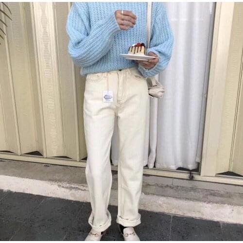 Toppies 2020 spring White Jeans women Denim pants High Waist Trousers korean mom Jeans Streetwear