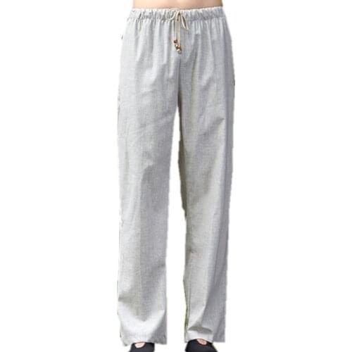 Hot Sale Chinese Mens Kung Fu Trousers Cotton Linen Kung Fu Pant Tai Chi Pants Wu Shu Pants Size M L XL XXL XXXL W46
