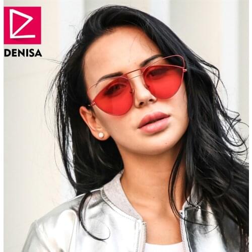 DENISA 2019 Butterfly Frame Cat Eye Sunglasses Women New Fashion Pink Red Retro Sun Glasses Girls UV400 zonnebril dames G18632