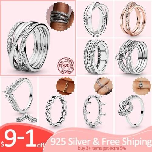 Women Ring Real 925 Sterling Silver infinite Heart Daisy Flower twisted Ring For Women Original 925 Silver Rings Brand Jewelry