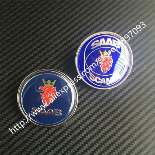 1pc 50mm New Car Styling SAAB SCANIA Blue Front Bonnet Badge Emblem Auto Logo 2 pins 5289871 4522884