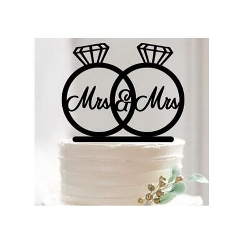 100pcs Personalized Wedding Cake Topper Mr & Mrs Diamonds Decoration Unique Acrylic black