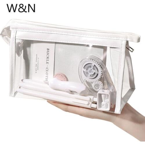 2021 Simple Transparent Pencil Bag DIY Kawaii Cartoon Pencil Case Large Capacity Waterproof Cute Stationery School Supplies