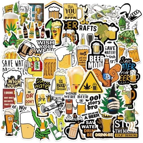 25/50Pcs Funny Characters Beer Leaves Graffiti Stickers For Luggage Laptop Waterproof Stickers Skateboard Guitar Stickers