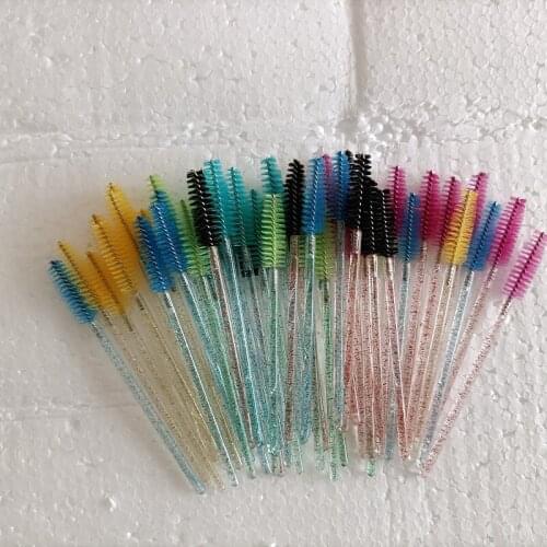 25pcs Eyelash Extension Disposable Crystal Eyebrow Brush Mascara Wands Applicator Lash Cosmetic Brushes Beauty Makeup Tool