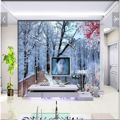 Beibehang Large mural Living room sofa TV background papel de parede 3d wall paper Snow forest decoration wallpaper for walls 3d