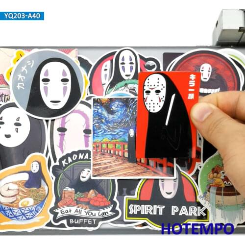 40pcs Anime Movie Spirited Away Cute No Face Men Cartoon Stickers Toys for Mobile Phone Laptop Luggage Skateboard Decal Stickers