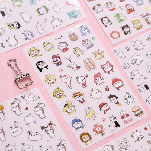 6sheets/lot Cartoon Decorative Sticker Kawaii Stickers PET Planner Stickers Sticky Notes Papelaria