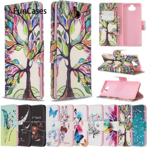 Abstract Transparent Cases For capa Sony Xperia 8 Floral Flip Book Case sFor Movil Sony Xperia hoesje 20 XZ5 Etui sn soni