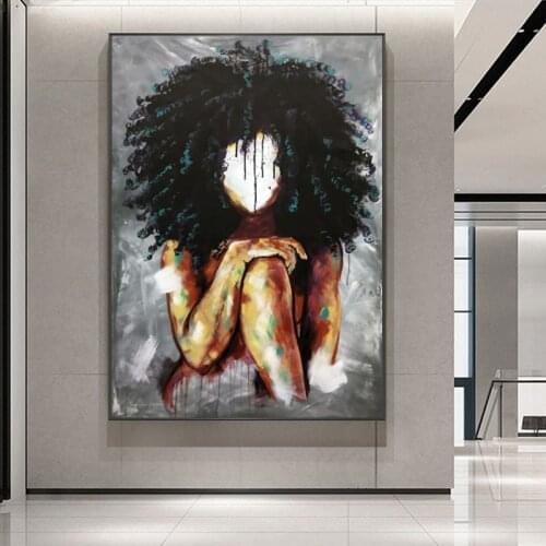 African Girl Abstract Canvas Art Paintings on The Wall Art Posters and Prints African Art Wall Pictures Home Wall Decor Cuadros