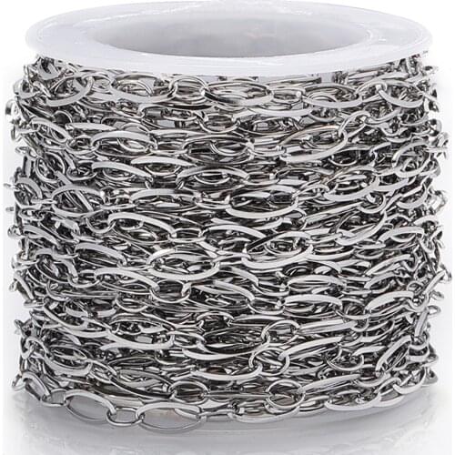 1meter 4mm Stainless Steel Chain Necklace Link Oval Chain Handmade Crafts Accessories Bracelet Chain for Jewelry Making DIY