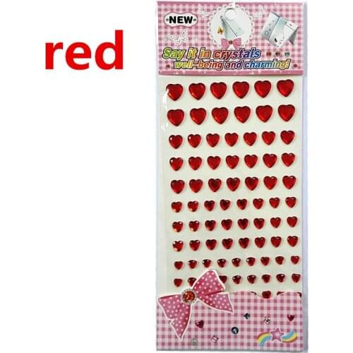 Childrens toy stickers Red Crystal Heart Rhinestones Self Adhesive Phone Personalized Stickers Scrapbooking Screen kids sticker