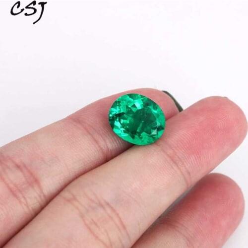 CSJ Lab Created Colombia Emerald "CCE" Loose Gemstone Oval Cut for Ring DIY Fine Jewelry womans engagement gift free express