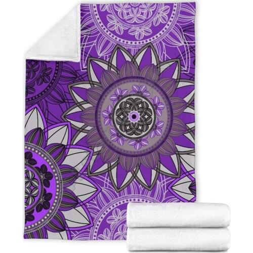 Purple floral mandala Fleece blanket funny 3d printed Sherpa Blanket on Bed Home Textiles HOME ACCESSORIES