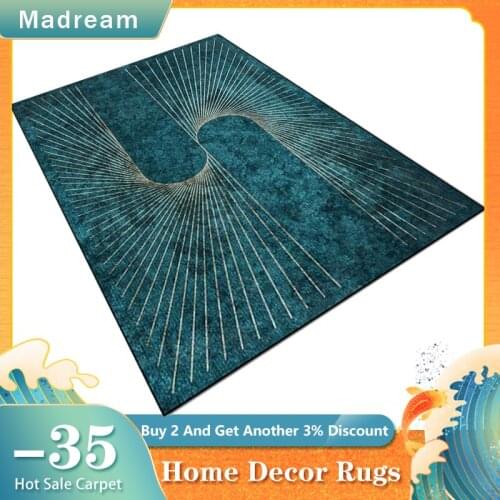 2021 New Rugs Living Room Modern Style Dark Green Geometric Lines Carpets For Bedroom Fashion Home Bedside Floor Mat Customize