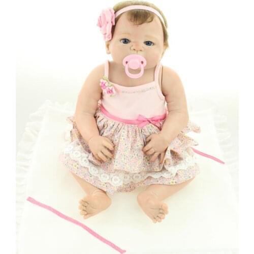 Hot sale 58CM full Silicone reborn baby dolls, lifelike doll reborn babies toys for girl bonecas brinquedos for children