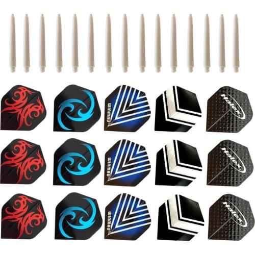 Fox Smiling 15pcs Nylon Dart Shafts And 15pcs Popular Darts Flights Dardos Dart Accessories For Indoor Games
