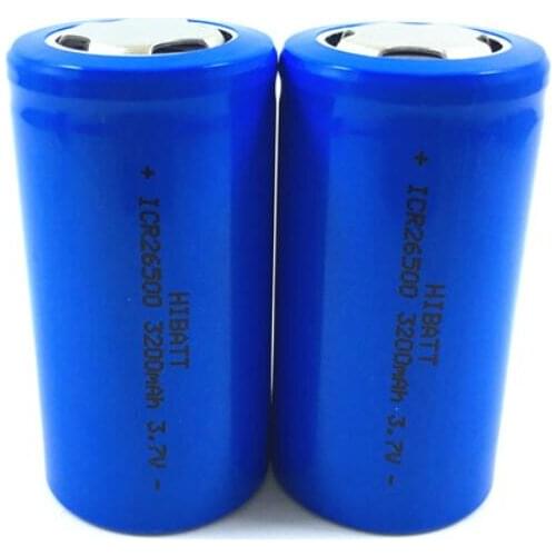 3.7V 26500 lithium ion rechargeable battery icr26500 li-ion cell baterias 3200MAH for flashlight electric razor shaver