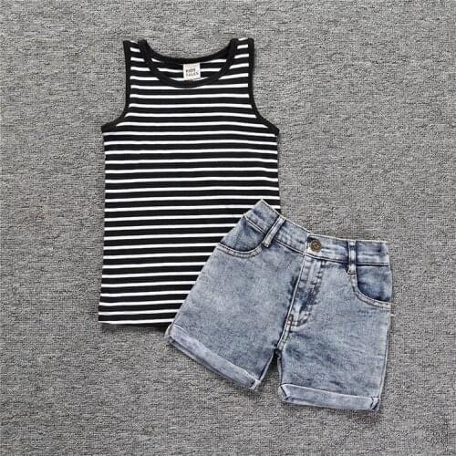 New Kids Clothing Summer Girls Outfits Cotton Stripe Vest+Short 2 Pieces For 1~6 Years 5 s/l