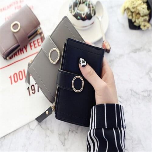 2019 New Hot Sell Women Wallets Small Fashion PU Leather With Zipper Purse Ladies Card Bag Female Money Clip Wallet 5 Colors