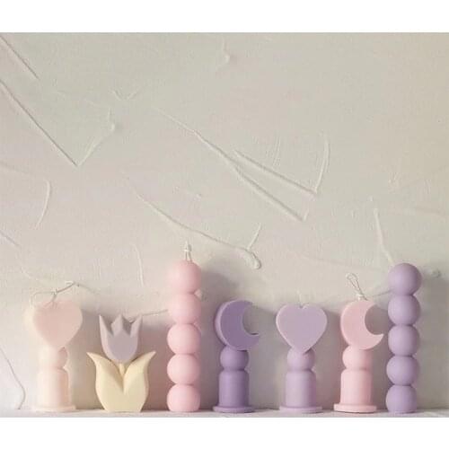 New Moon Love Heart-shaped Cane Aromatherapy Gypsum Candle Mold Chocolate Decoration Silicone Mold Candle Making Resin Molds