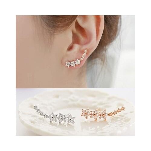 New Fashion Sweet Stars Zircon Stud Earrings for Women Exquisite Jewelry