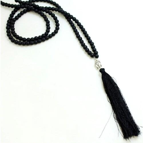 New design Hot stone beads Buddha pendant handmade tassel pendant necklace boho style knotted necklace summer women jewelry