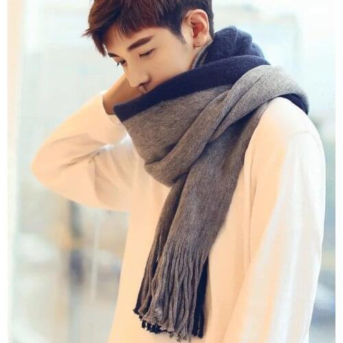 New Autumn and Winter Scarf Mens Korean Imitation Cashmere Color Matching Scarf Womens Solid Color Shawl 200x40cm